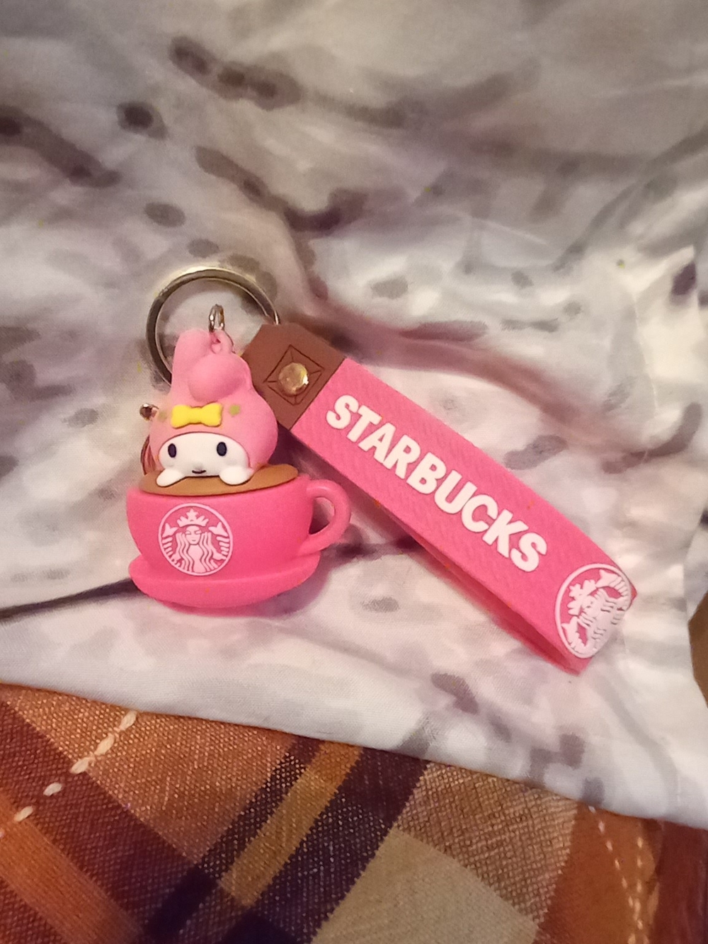 Starbucks Pink Cup Character Keyring with Strap